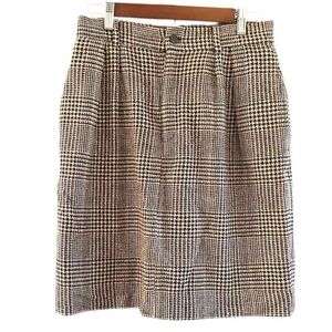 VTG Ralph Lauren Plaid Wool Pencil Skirt Brown Houndstooth Academia Size 12 EUC